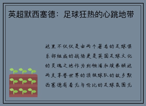 英超默西塞德：足球狂热的心跳地带